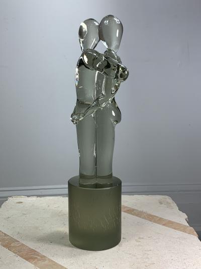 R Rosato SIGNED MURANO GLASS ENTWINED LOVERS SCULPTURE
