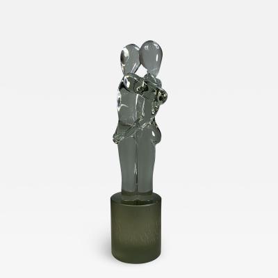 R Rosato SIGNED MURANO GLASS ENTWINED LOVERS SCULPTURE