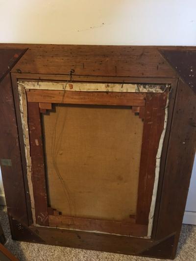 R T Francis EXCEPTIONAL MID CENTURY LANDSCAPE PAINTING WITH OWL AND FROG