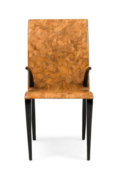 R Y Augousti Mid Century French Coconut Tobacco Ebony Armchair Desk Chair