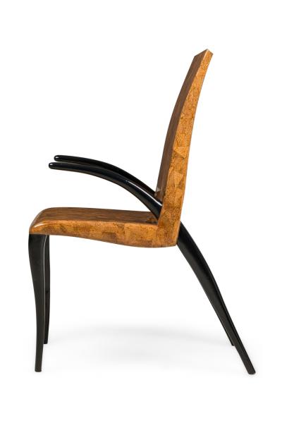 R Y Augousti Mid Century French Coconut Tobacco Ebony Armchair Desk Chair