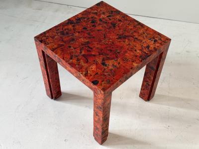 R Y Augousti Red Penshell Side End Table France 1970