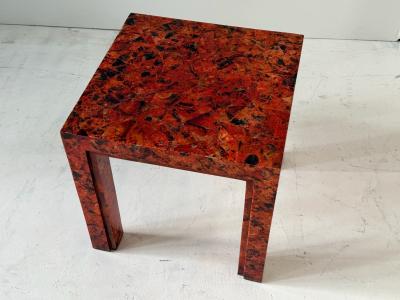 R Y Augousti Red Penshell Side End Table France 1970