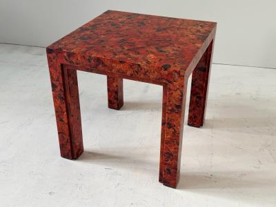 R Y Augousti Red Penshell Side End Table France 1970