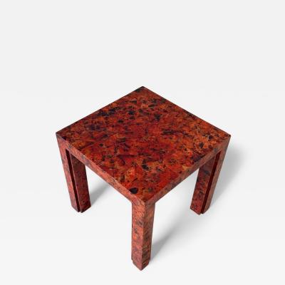R Y Augousti Red Penshell Side End Table France 1970