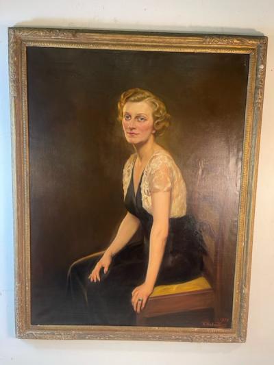 R oland Hinton Perry MAGNIFICIENT ART DECO ERA PORTRAIT OF A WOMAN BY ROLAND HINTON PERRY