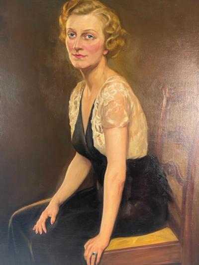 R oland Hinton Perry MAGNIFICIENT ART DECO ERA PORTRAIT OF A WOMAN BY ROLAND HINTON PERRY