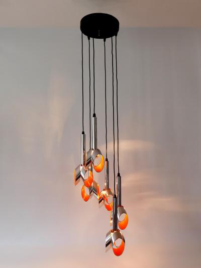 RAAK Exceptional Mid Century Modern Six Armed Tulip Chandelier or Pendant Lamp 1970s