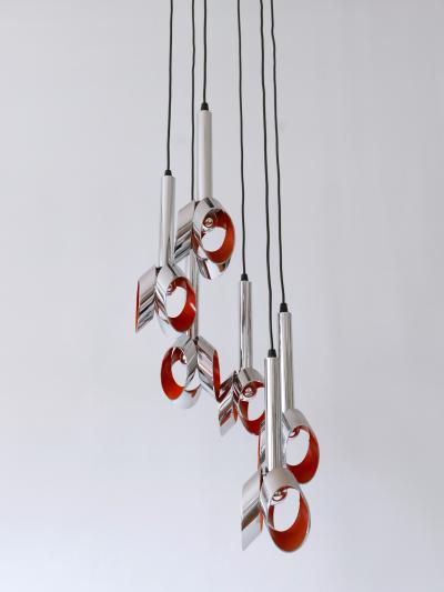 RAAK Exceptional Mid Century Modern Six Armed Tulip Chandelier or Pendant Lamp 1970s