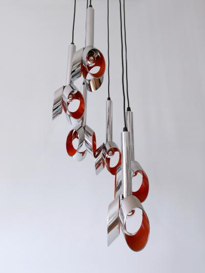 RAAK Exceptional Mid Century Modern Six Armed Tulip Chandelier or Pendant Lamp 1970s