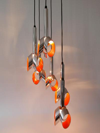 RAAK Exceptional Mid Century Modern Six Armed Tulip Chandelier or Pendant Lamp 1970s