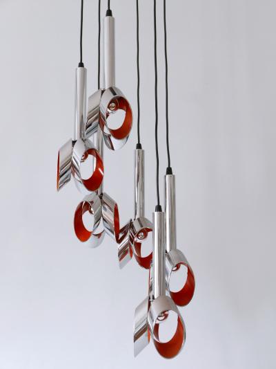 RAAK Exceptional Mid Century Modern Six Armed Tulip Chandelier or Pendant Lamp 1970s