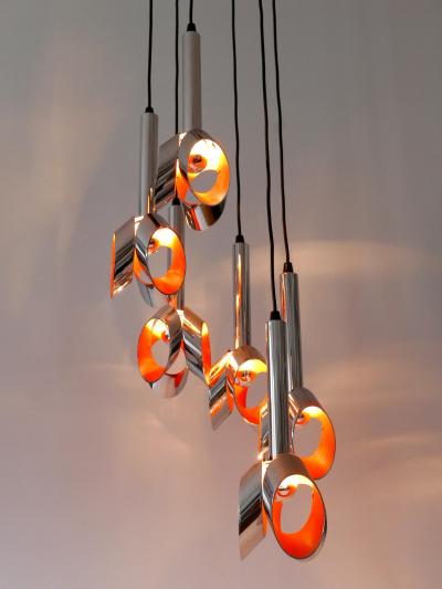 RAAK Exceptional Mid Century Modern Six Armed Tulip Chandelier or Pendant Lamp 1970s