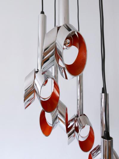 RAAK Exceptional Mid Century Modern Six Armed Tulip Chandelier or Pendant Lamp 1970s