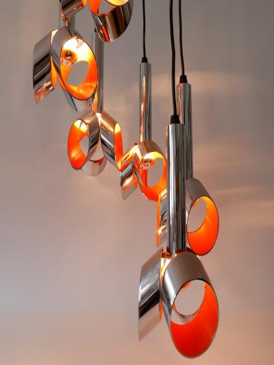 RAAK Exceptional Mid Century Modern Six Armed Tulip Chandelier or Pendant Lamp 1970s