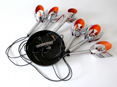 RAAK Exceptional Mid Century Modern Six Armed Tulip Chandelier or Pendant Lamp 1970s