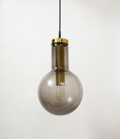 RAAK Smoked Glass and Lacquered Brass Pendant by Raak The Netherlands c 1960