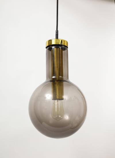 RAAK Smoked Glass and Lacquered Brass Pendant by Raak The Netherlands c 1960