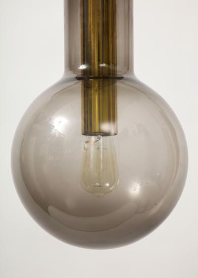 RAAK Smoked Glass and Lacquered Brass Pendant by Raak The Netherlands c 1960