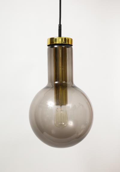 RAAK Smoked Glass and Lacquered Brass Pendant by Raak The Netherlands c 1960