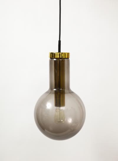 RAAK Smoked Glass and Lacquered Brass Pendant by Raak The Netherlands c 1960