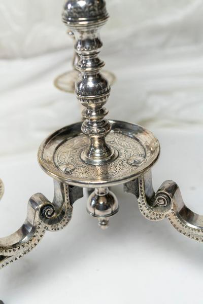 RARE 17 18TH CENTURY DUTCH SILVERED BRONZE CANDELABRA