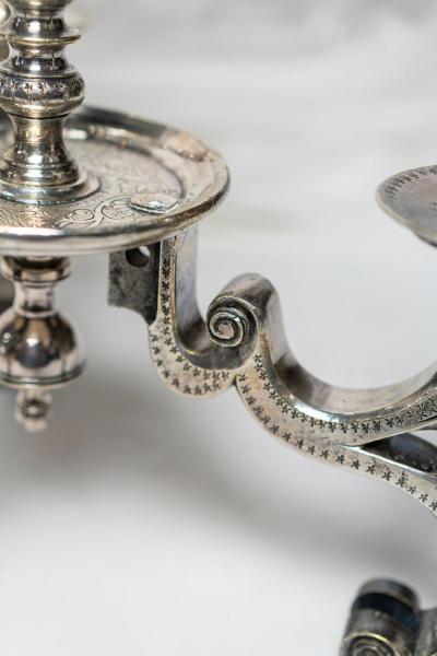 RARE 17 18TH CENTURY DUTCH SILVERED BRONZE CANDELABRA