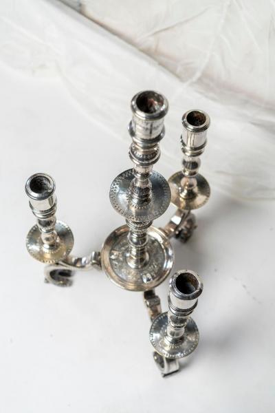 RARE 17 18TH CENTURY DUTCH SILVERED BRONZE CANDELABRA