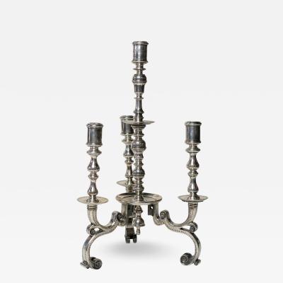 RARE 17 18TH CENTURY DUTCH SILVERED BRONZE CANDELABRA