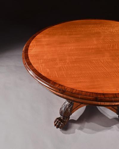 RARE 19TH CENTURY PETERS OF GENOA SATINWOOD ROSEWOOD CENTRE TABLE