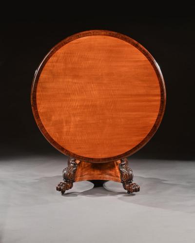 RARE 19TH CENTURY PETERS OF GENOA SATINWOOD ROSEWOOD CENTRE TABLE