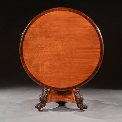 RARE 19TH CENTURY PETERS OF GENOA SATINWOOD ROSEWOOD CENTRE TABLE