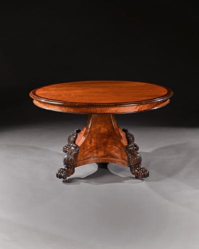 RARE 19TH CENTURY PETERS OF GENOA SATINWOOD ROSEWOOD CENTRE TABLE