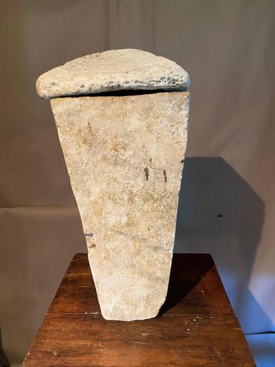 RARE ANCIENT GREEK LIMESTONE LIDDED VESSEL