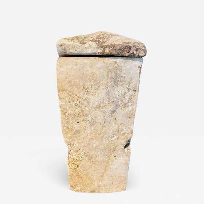 RARE ANCIENT GREEK LIMESTONE LIDDED VESSEL