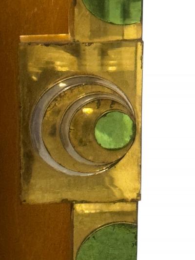 RARE ART DECO YELLOW GREEN MIRROR CIRCLES DESIGN FRAME RECTANGULAR MIRROR