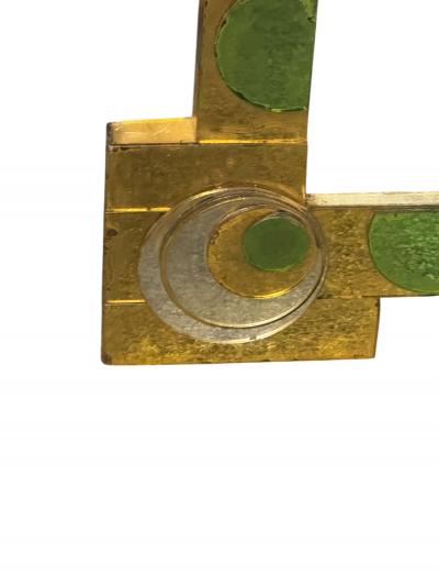 RARE ART DECO YELLOW GREEN MIRROR CIRCLES DESIGN FRAME RECTANGULAR MIRROR