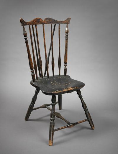 RARE BRACE BACK WINDSOR SIDE CHAIR