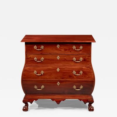 RARE CHIPPENDALE BOMBE CHEST OF DRAWERS WITH BALL AND CLAW FEET