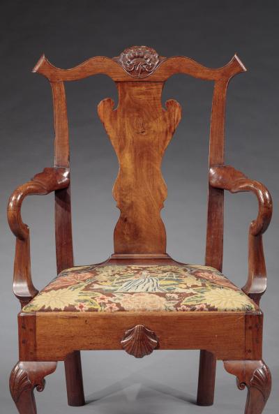 RARE CHIPPENDALE GOOSENECK ARMCHAIR
