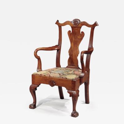 RARE CHIPPENDALE GOOSENECK ARMCHAIR
