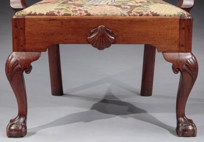 RARE CHIPPENDALE GOOSENECK ARMCHAIR