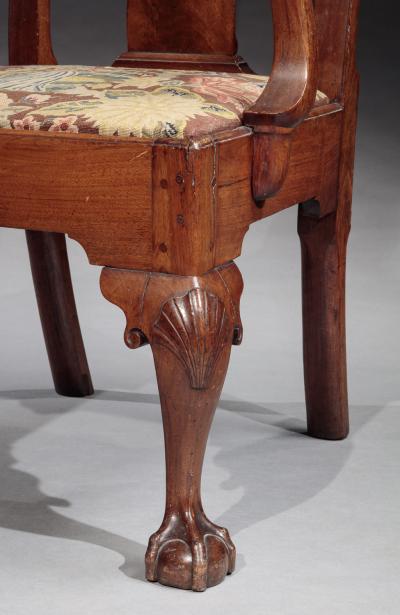 RARE CHIPPENDALE GOOSENECK ARMCHAIR