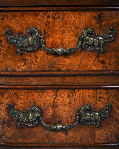 RARE EARLY 18TH CENTURY LOUIS XV PROVINCIAL BURR ELM MAZARIN COMMODE