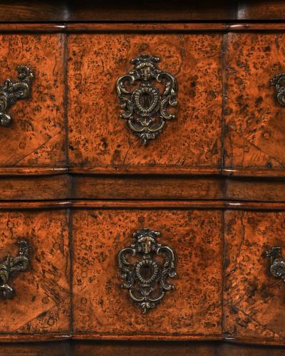 RARE EARLY 18TH CENTURY LOUIS XV PROVINCIAL BURR ELM MAZARIN COMMODE