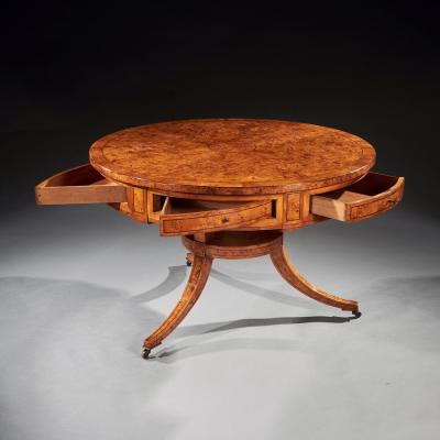 RARE EARLY 19TH CENTURY SCANDINAVIAN BURR ROOT MAPLE DRUM TABLE