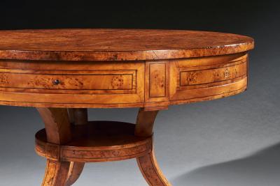RARE EARLY 19TH CENTURY SCANDINAVIAN BURR ROOT MAPLE DRUM TABLE