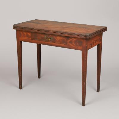 RARE FEDERAL GRAIN PAINTED ONE DRAWER CARD TABLE