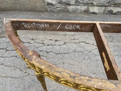 RARE GILTWOOD ADAM PERIOD DEMI LUNE CONSOLE TABLE WITH SIENNA MARBLE TOP