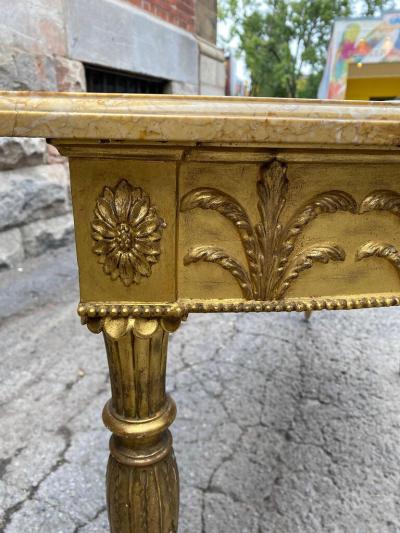RARE GILTWOOD ADAM PERIOD DEMI LUNE CONSOLE TABLE WITH SIENNA MARBLE TOP